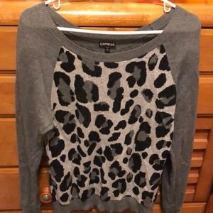 Gray leopard print sweater
